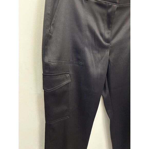 Chico's Black Satin Cargo Pants with Multi Pockets Modern Utility Style Trousers - Picture 5 of 5